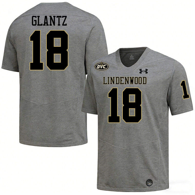 Lindenwood Lions #18 Nate Glantz College Football Jerseys,Uniforms-Grey